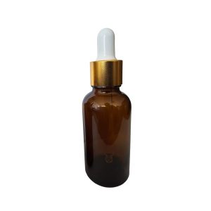 Frasco gotario de vidrio 30ml ámbar transparente tapa blanca