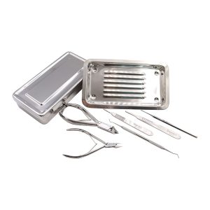 Kit podología profesional bandeja alicates gubia caja
