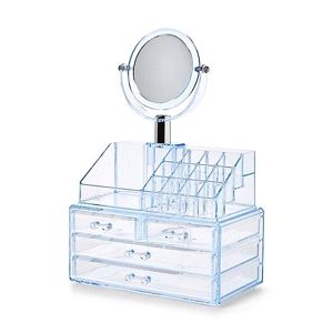Cosmetiquero organizador de maquillaje acrílico con espejo