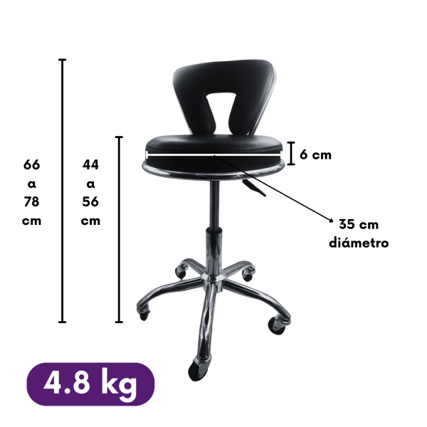 Taburete o piso clínico con respaldo y ruedas acolchado - Imagen 2
