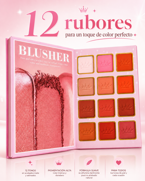 Paleta de maquillaje Sombras rubores contorno cejas - Imagen 5