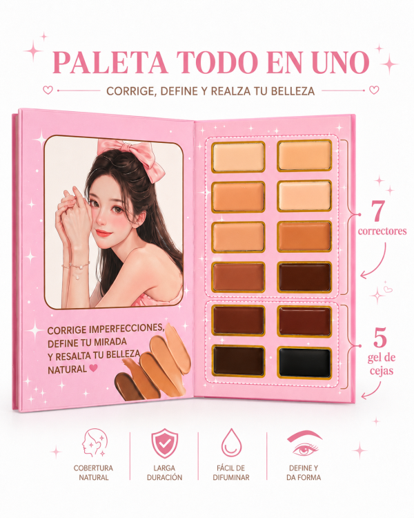 Paleta de maquillaje Sombras rubores contorno cejas - Imagen 6
